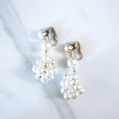 Vintage Pearl Cluster Statement Earrings by Unsigned Beauty - Vintage Meet Modern Vintage Jewelry - Chicago, Illinois - #oldhollywoodglamour #vintagemeetmodern #designervintage #jewelrybox #antiquejewelry #vintagejewelry