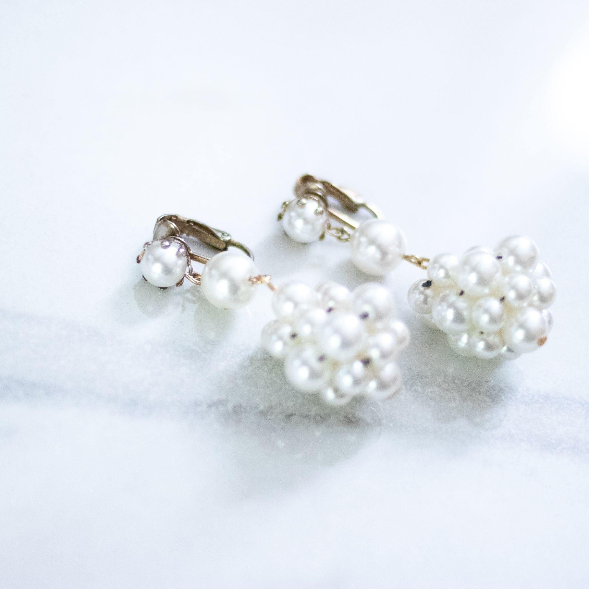 Vintage Pearl Cluster Statement Earrings by Unsigned Beauty - Vintage Meet Modern Vintage Jewelry - Chicago, Illinois - #oldhollywoodglamour #vintagemeetmodern #designervintage #jewelrybox #antiquejewelry #vintagejewelry