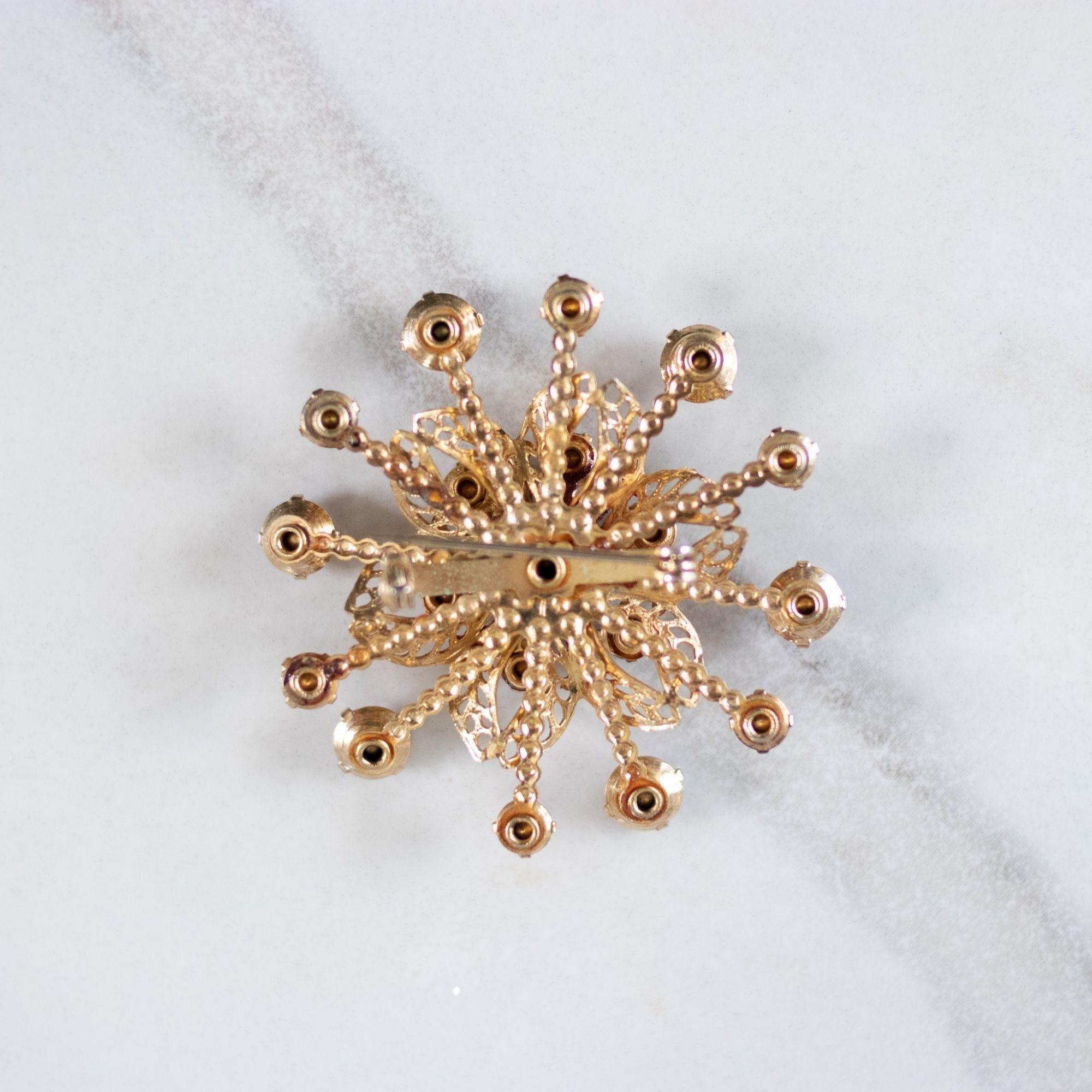 Vintage Pink Moonglow and Pink Rhinestones Pinwheel Brooch by Unsigned Beauty - Vintage Meet Modern Vintage Jewelry - Chicago, Illinois - #oldhollywoodglamour #vintagemeetmodern #designervintage #jewelrybox #antiquejewelry #vintagejewelry