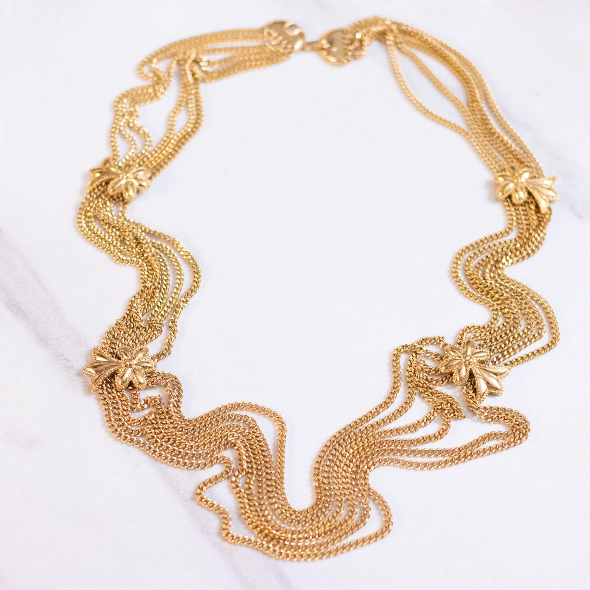 Vintage 1970s Gold Monet Multi Strand Necklace by Monet - Vintage Meet Modern Vintage Jewelry - Chicago, Illinois - #oldhollywoodglamour #vintagemeetmodern #designervintage #jewelrybox #antiquejewelry #vintagejewelry
