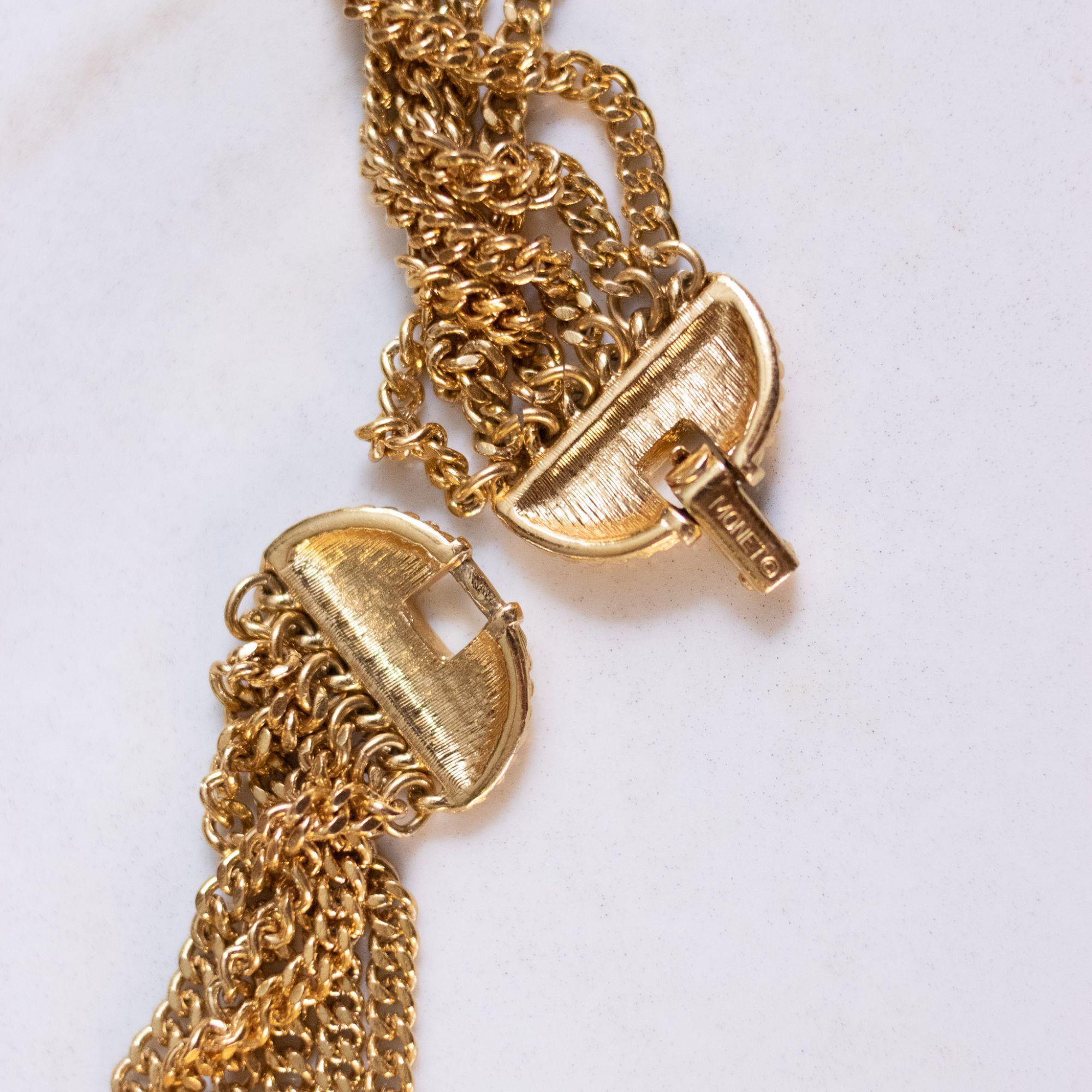 Vintage 1970s Gold Monet Multi Strand Necklace by Monet - Vintage Meet Modern Vintage Jewelry - Chicago, Illinois - #oldhollywoodglamour #vintagemeetmodern #designervintage #jewelrybox #antiquejewelry #vintagejewelry