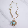 Vintage West Germany Turquoise Art Glass and Faux Pearl Pendant Necklace by West Germany - Vintage Meet Modern Vintage Jewelry - Chicago, Illinois - #oldhollywoodglamour #vintagemeetmodern #designervintage #jewelrybox #antiquejewelry #vintagejewelry