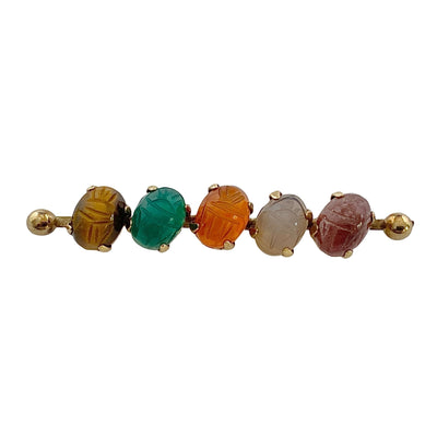 Vintage Petite Semi Precious Gemstone Scarab Bar Pin by RONCI - Vintage Meet Modern Vintage Jewelry - Chicago, Illinois - #oldhollywoodglamour #vintagemeetmodern #designervintage #jewelrybox #antiquejewelry #vintagejewelry