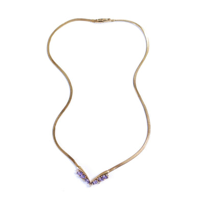 Vintage Avon Purple Crystal Dainty V Necklace by Avon - Vintage Meet Modern Vintage Jewelry - Chicago, Illinois - #oldhollywoodglamour #vintagemeetmodern #designervintage #jewelrybox #antiquejewelry #vintagejewelry