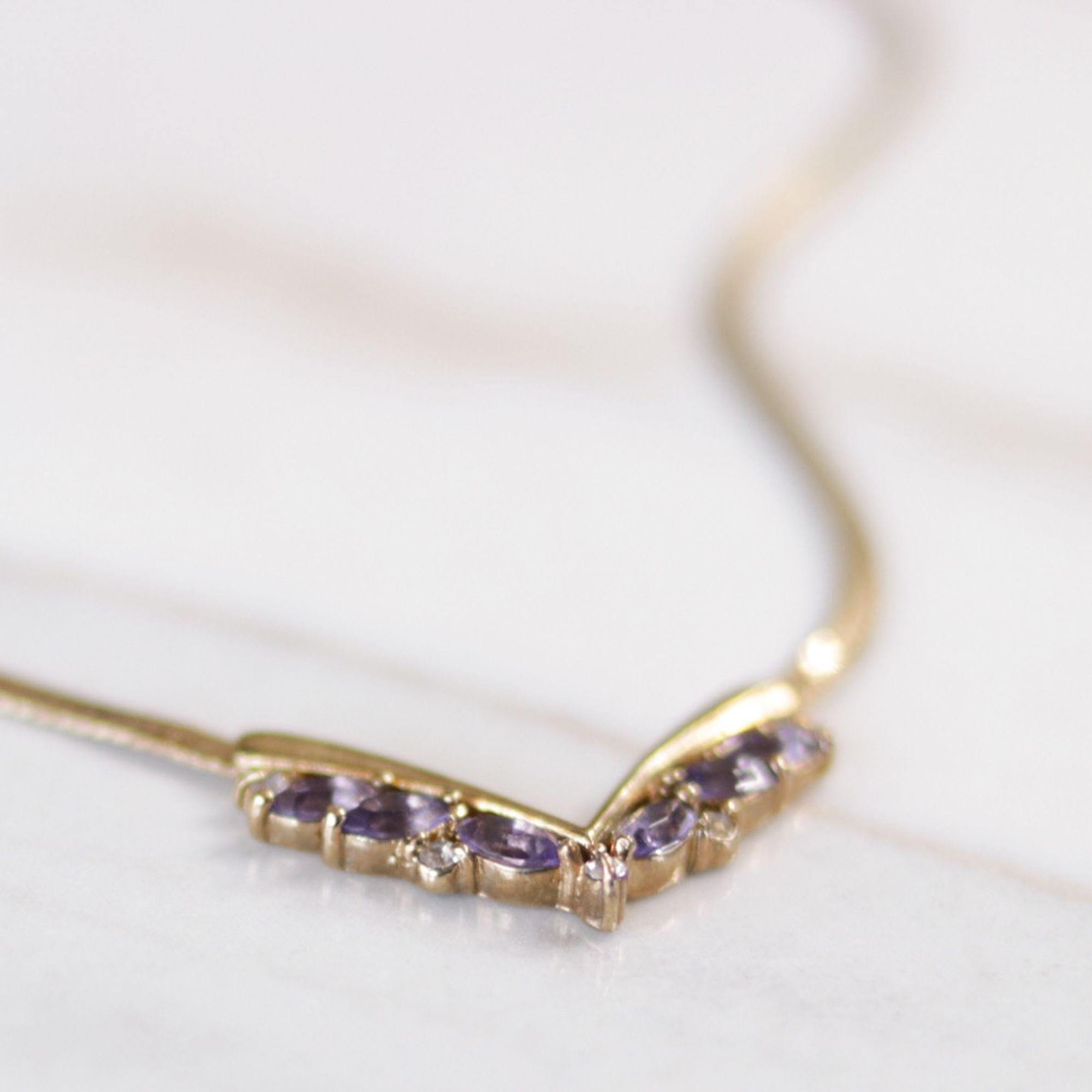 Vintage Avon Purple Crystal Dainty V Necklace by Avon - Vintage Meet Modern Vintage Jewelry - Chicago, Illinois - #oldhollywoodglamour #vintagemeetmodern #designervintage #jewelrybox #antiquejewelry #vintagejewelry
